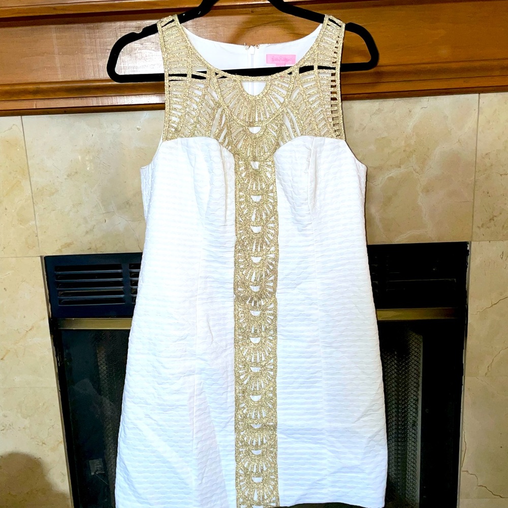 Lilly Pulitzer White/Gold Shift Dress